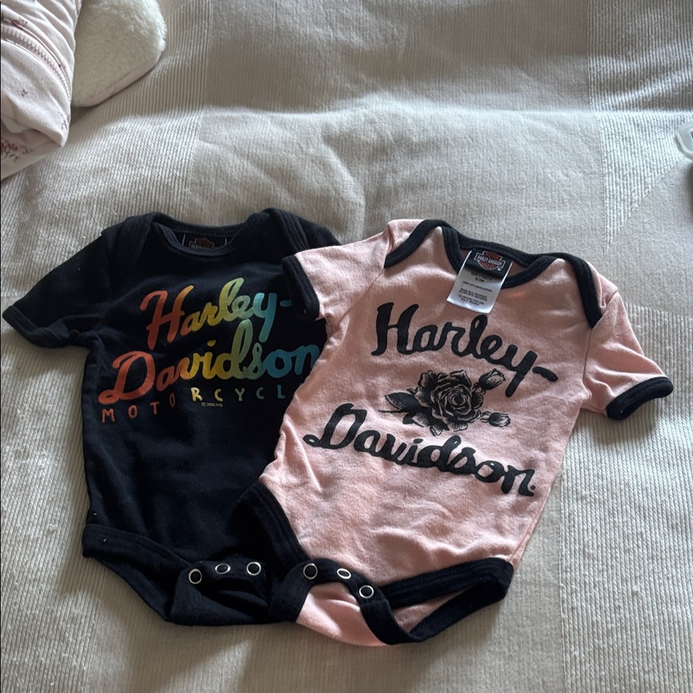 Harley-Davidson Kids Bodysuit Set - Black and Peach